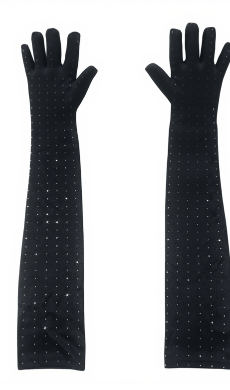 Ledie Rhinestone Gloves In Black
