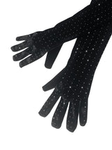 Ledie Rhinestone Gloves In Black