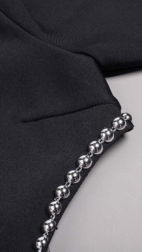 EMBELLISHED CUT OUT MAXI BANDAGE DRESS IN BLACK