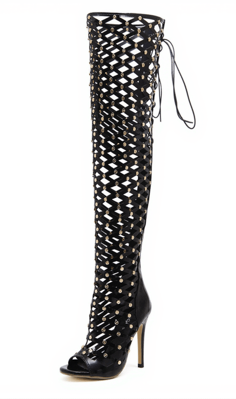Maison Lace Up Net Hollow Boots