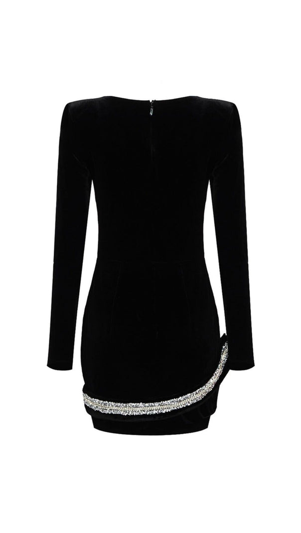 AIIZIE RHINESTONE SERPENTA DEEP-V VELVET MINI DRESS - product image