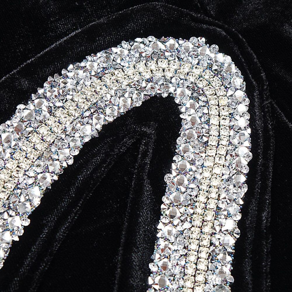 AIIZIE RHINESTONE SERPENTA DEEP-V VELVET MINI DRESS - product image