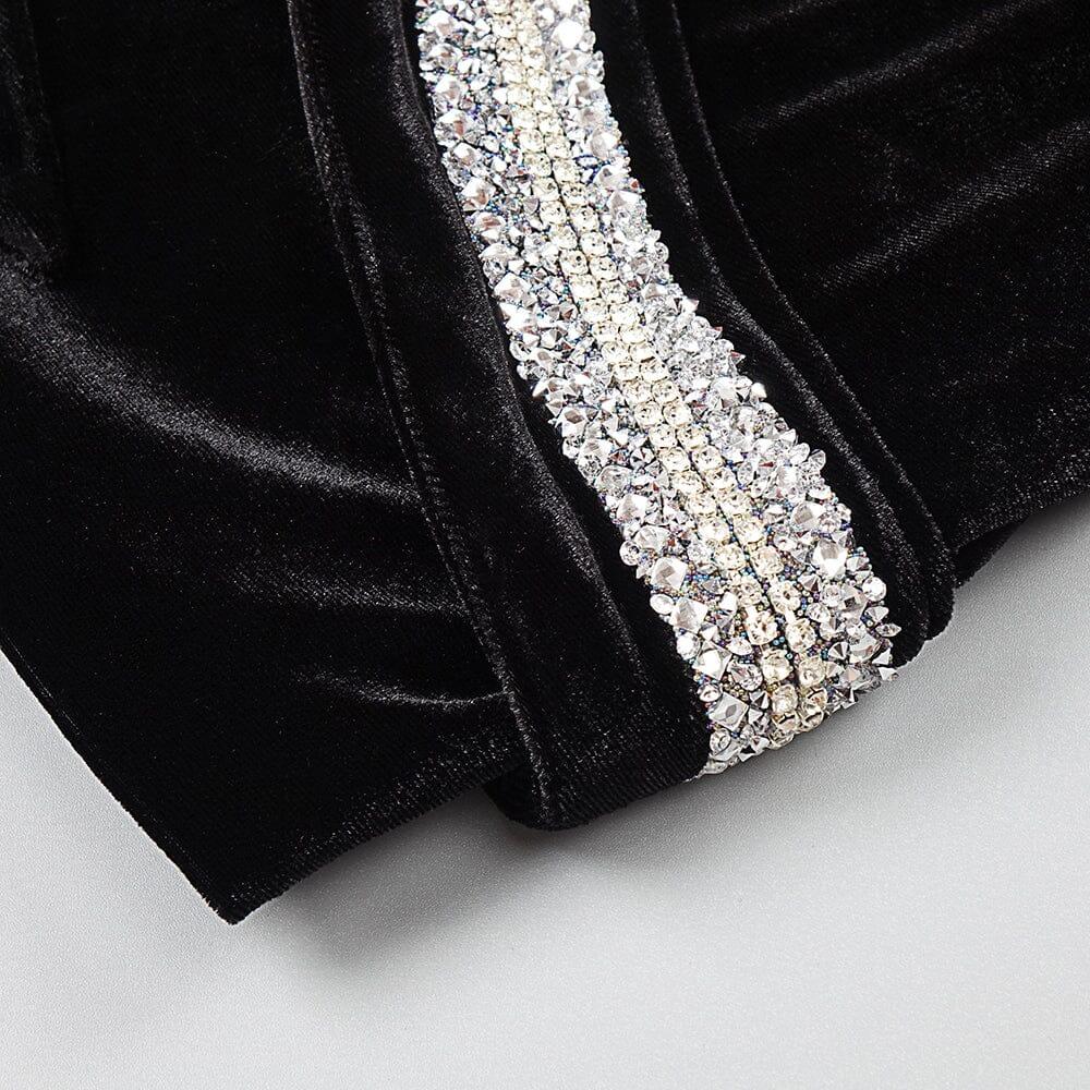 AIIZIE RHINESTONE SERPENTA DEEP-V VELVET MINI DRESS - product image