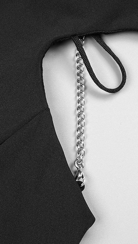 LONG SLEEVE CUT OUT BACKLESS MERMAID MAXI DRESS IN BLACK