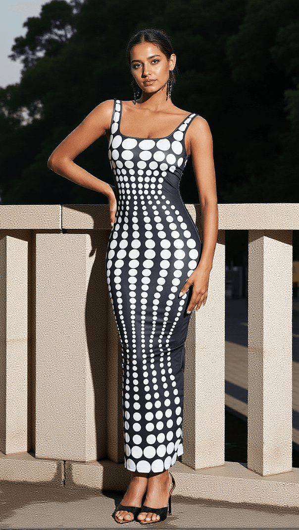 AIIZIE ISHI DOT PRINTED MAXI DRESS IN WHITE - product image