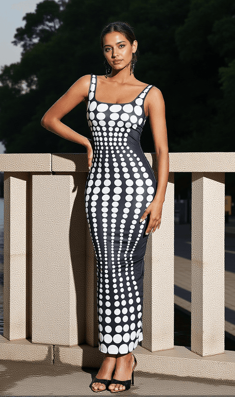 Ishi Dot Printed Maxi Dress In White