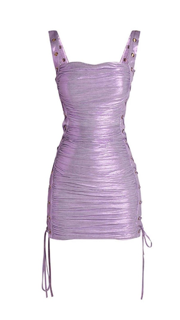 AIIZIE POPPY PURPLE LACE UP BANDAGE MINI DRESS - product image