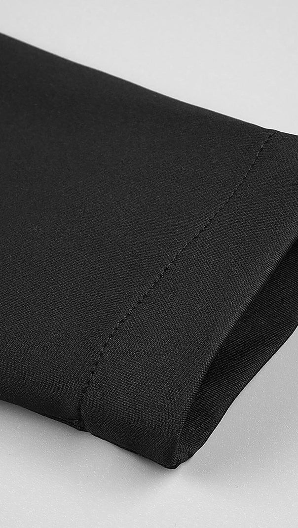 LANGÄRMELIGES RÜCKENFREIES MEERJUNGFRAUEN-MAXIKLEID MIT AUSSCHNITT IN SCHWARZ