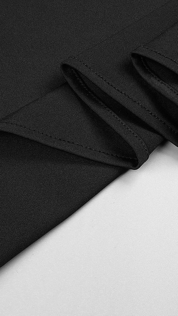 LANGÄRMELIGES RÜCKENFREIES MEERJUNGFRAUEN-MAXIKLEID MIT AUSSCHNITT IN SCHWARZ