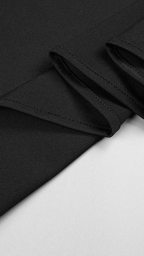 LONG SLEEVE CUT OUT BACKLESS MERMAID MAXI DRESS IN BLACK