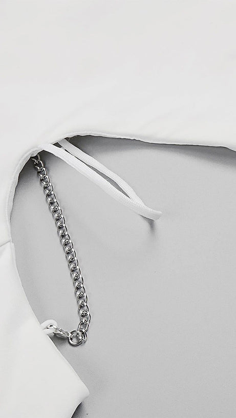 LONG SLEEVE CUT OUT BACKLESS MERMAID MAXI DRESS IN WHITE