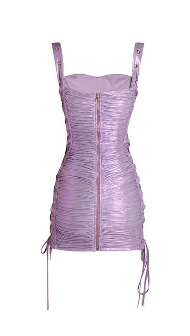 AIIZIE POPPY PURPLE LACE UP BANDAGE MINI DRESS - product image