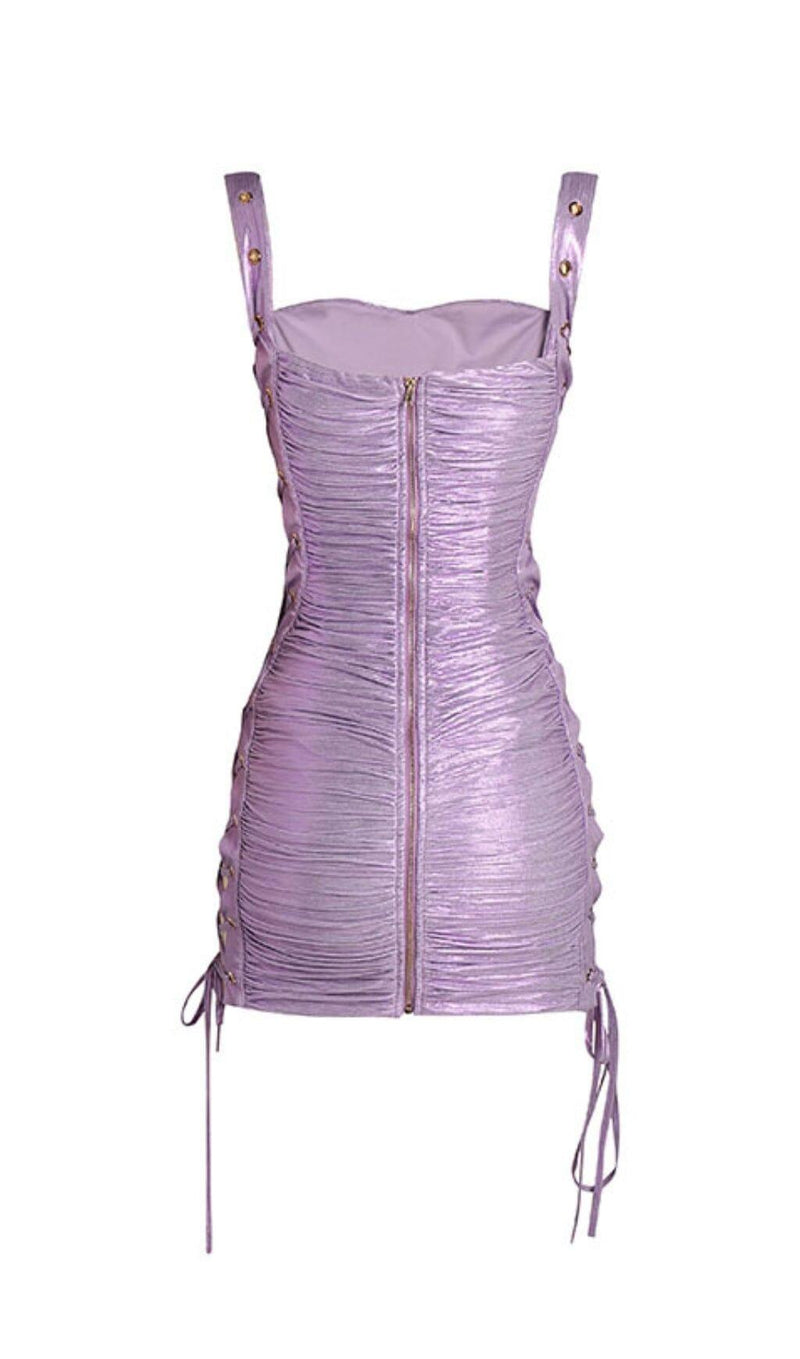 POPPY PURPLE LACE UP BANDAGE MINI DRESS