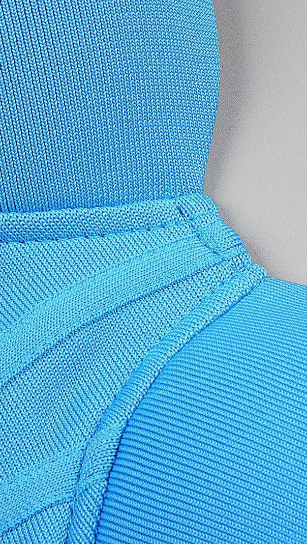 Strappy Corset Midi Bandage Dress in Blue
