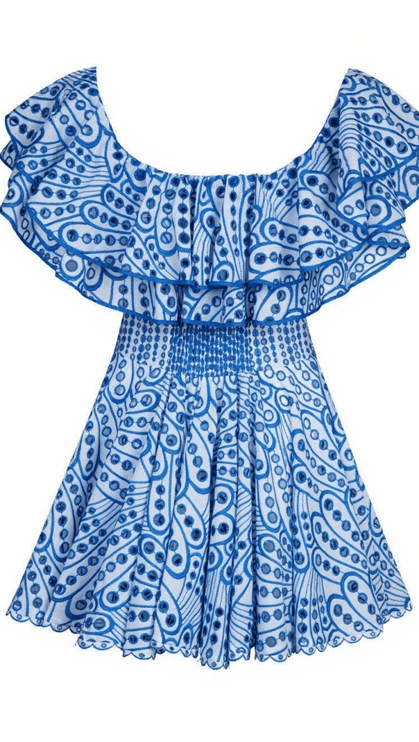 AIIZIE PRINCESS RUFFLE CUTOUT MINI DRESS IN BLUE - product image