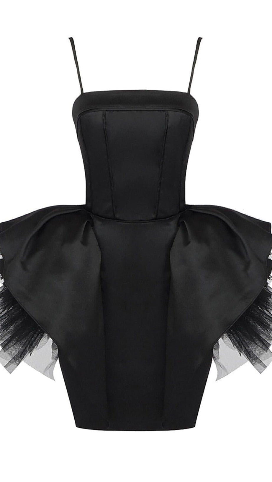 MINIKLEID AUS SEIDENFAILLE MIT RIEMEN UND KORSETT
