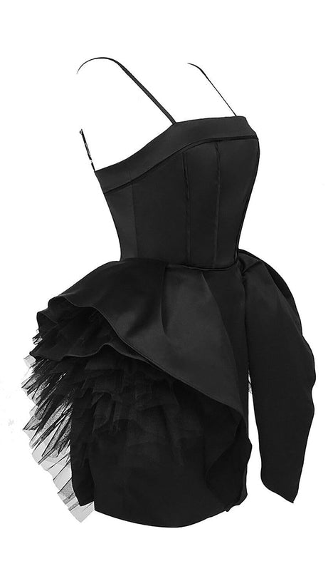 STRAPPY CORSETED SILK FAILLE MINI DRESS