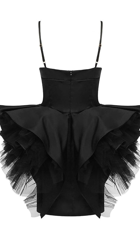 STRAPPY CORSETED SILK FAILLE MINI DRESS