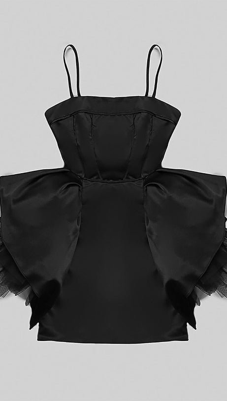 STRAPPY CORSETED SILK FAILLE MINI DRESS