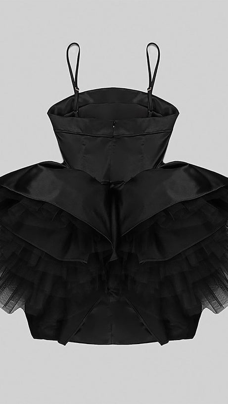 STRAPPY CORSETED SILK FAILLE MINI DRESS