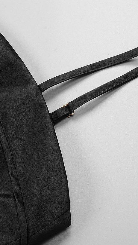 STRAPPY CORSETED SILK FAILLE MINI DRESS