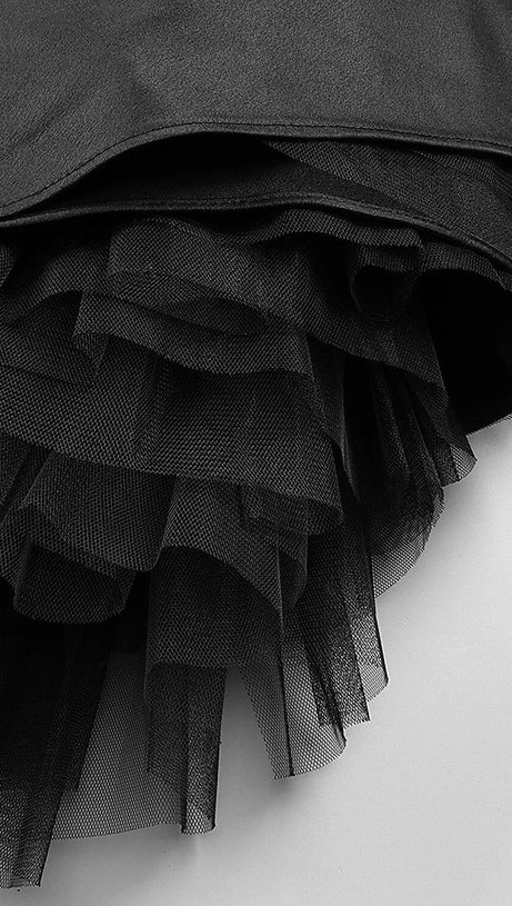 STRAPPY CORSETED SILK FAILLE MINI DRESS