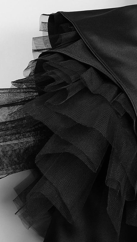 STRAPPY CORSETED SILK FAILLE MINI DRESS