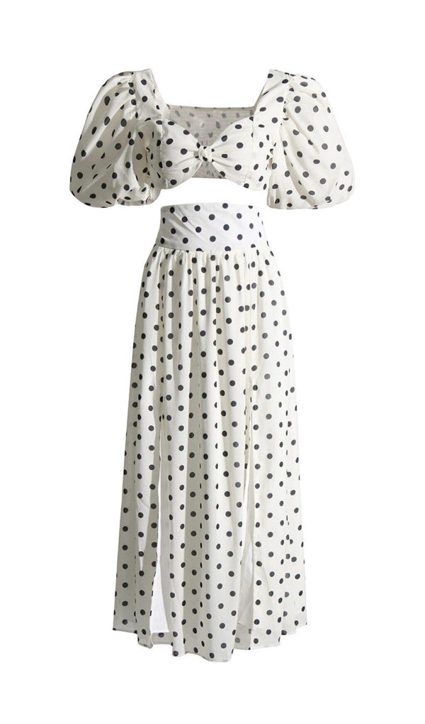 POLKA DOT SKIRT SET IN WHITE