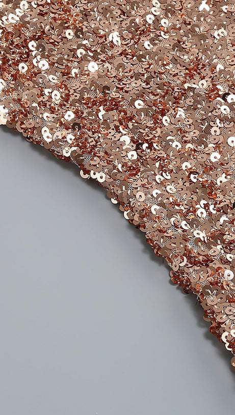 ABITO MIDI CON SPACCHI E PAILLETTES IN ORO