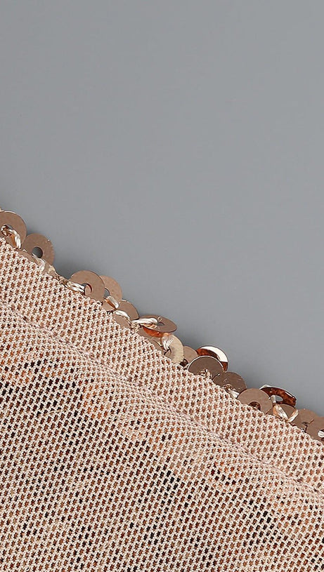 ABITO MIDI CON SPACCHI E PAILLETTES IN ORO