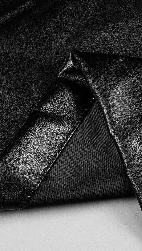 FAUX LEATHER STRAPLESS MAXI DRESS IN BLACK