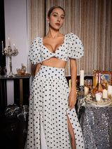 POLKA DOT SKIRT SET IN WHITE