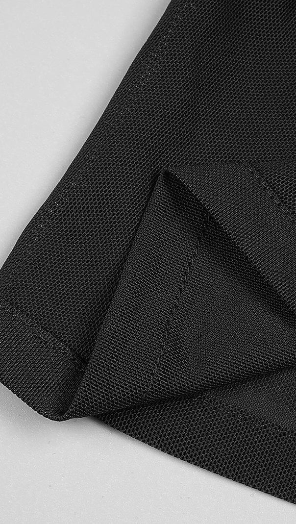 ABITO LUNGO SENZA SPALLINE IN ECOPELLE NERO
