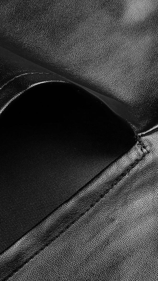ABITO LUNGO SENZA SPALLINE IN ECOPELLE NERO