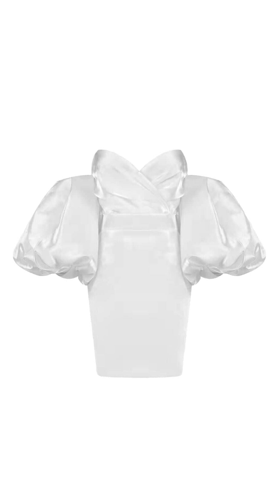 SATIN PUFF SLEEVE MINI DRESS IN WHITE
