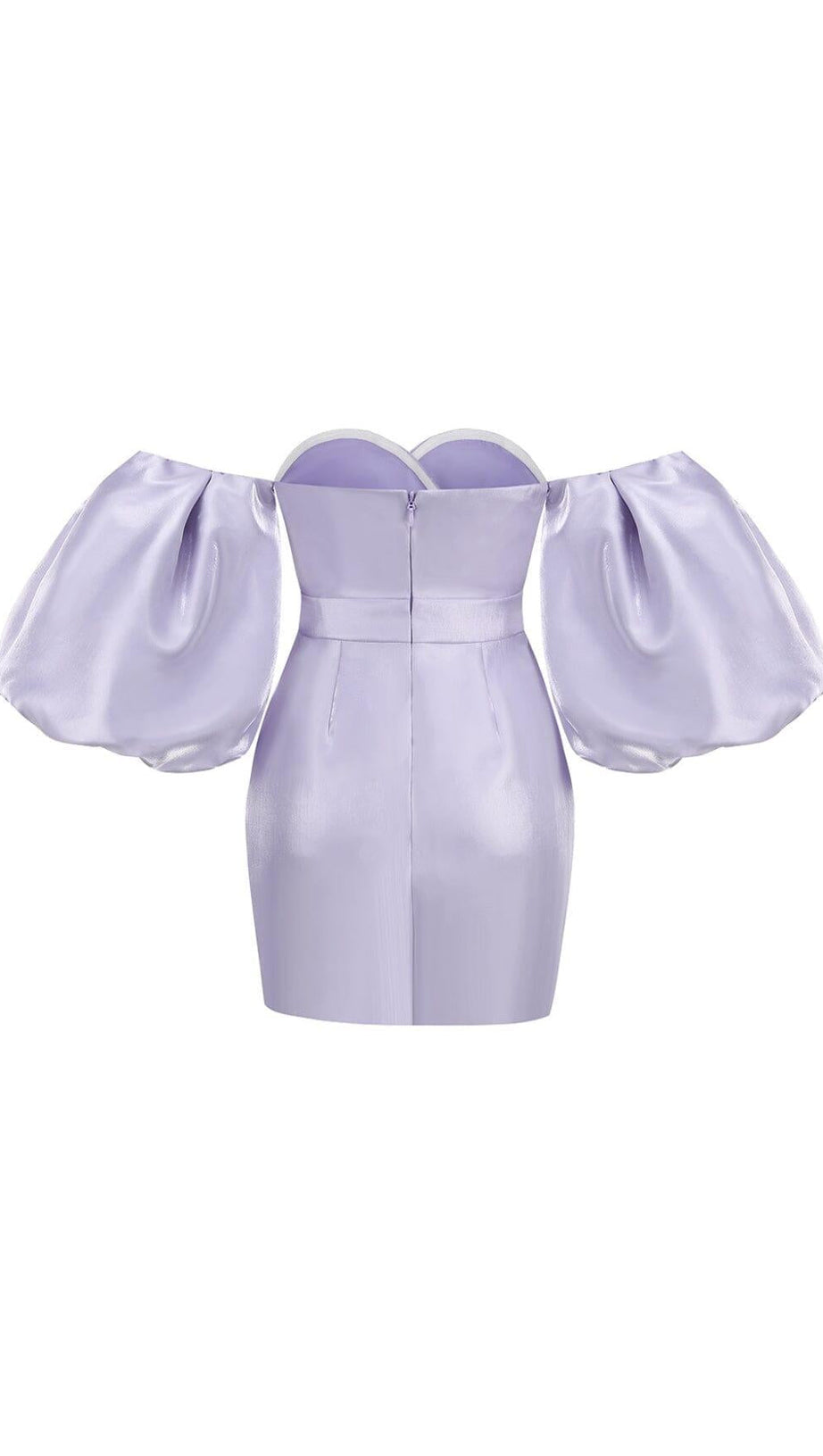 MINI ABITO IN RASO CON MANICHE A SBUFFO VIOLA CHIARO