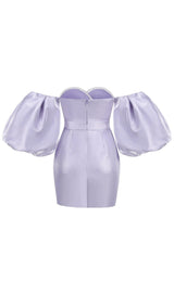 SATIN PUFF SLEEVE MINI DRESS IN LIGHT PURPLE