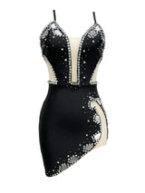 Maxton Embellished Mesh Bandage Dress In Black