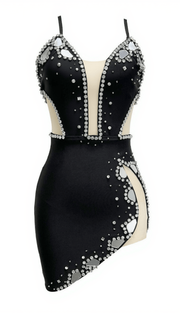 AIIZIE MAXTON EMBELLISHED MESH BANDAGE DRESS IN BLACK - product image