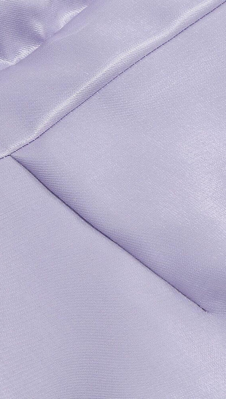 MINI ABITO IN RASO CON MANICHE A SBUFFO VIOLA CHIARO