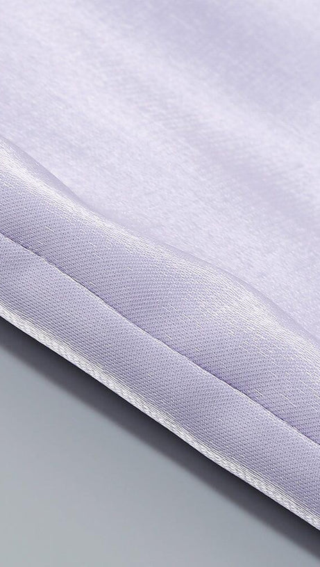 MINI ABITO IN RASO CON MANICHE A SBUFFO VIOLA CHIARO