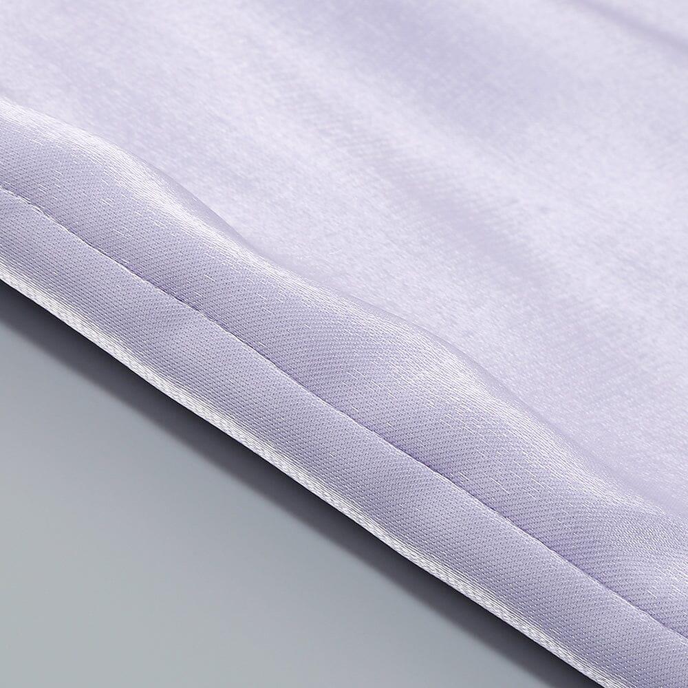 AIIZIE SATIN PUFF SLEEVE MINI DRESS IN LIGHT PURPLE - product image