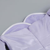 SATIN PUFF SLEEVE MINI DRESS IN LIGHT PURPLE