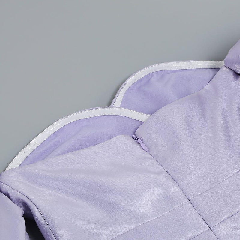 SATIN PUFF SLEEVE MINI DRESS IN LIGHT PURPLE