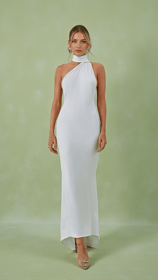 AIIZIE TOULA BACKLESS MAXI DRESS IN WHITE - product image