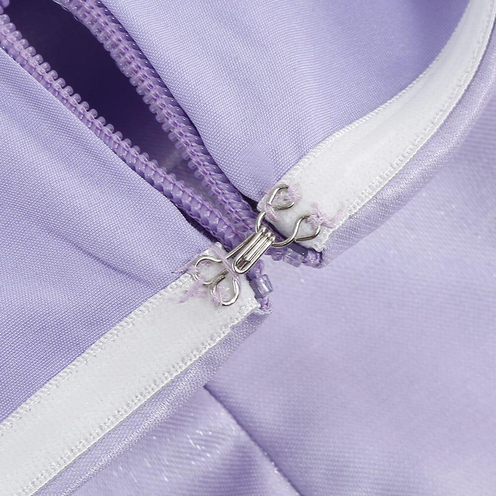 AIIZIE SATIN PUFF SLEEVE MINI DRESS IN LIGHT PURPLE - product image