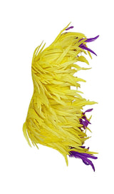 ASYMMETRIC FEATHER MINI DRESS IN YELLOW