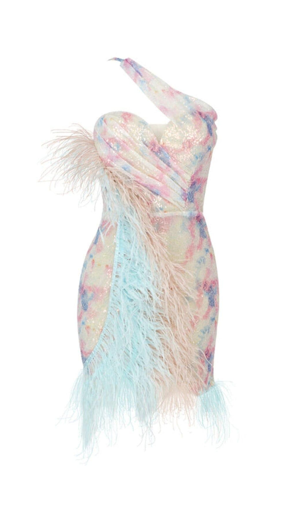 FEATHER SEQUIN MINI DRESS