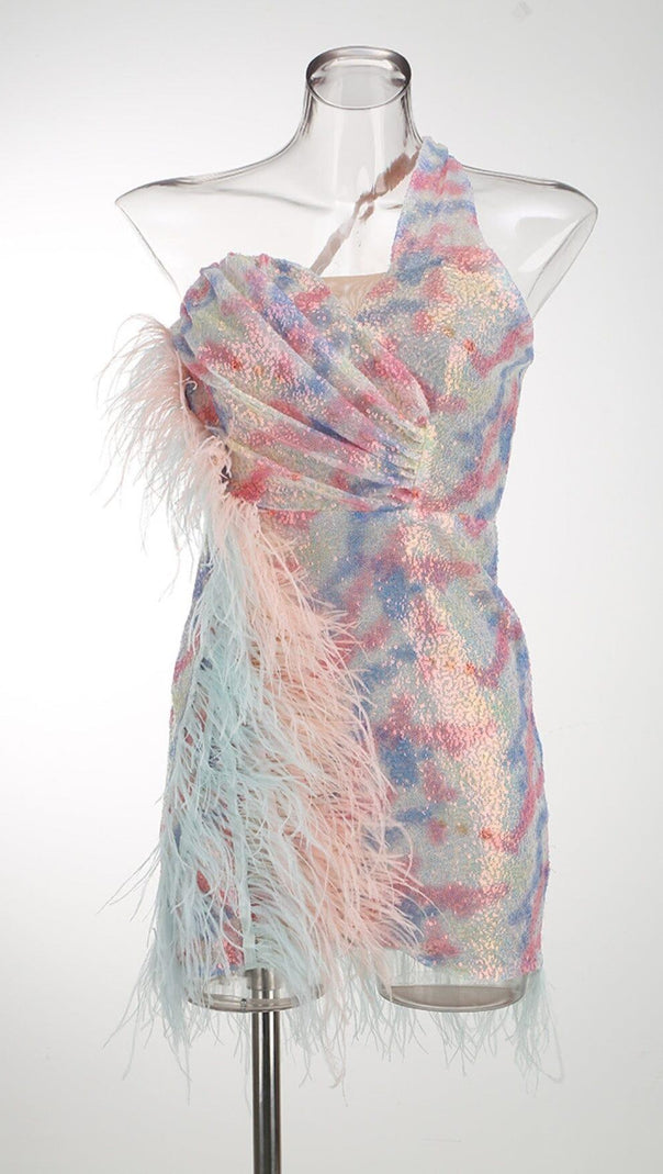 AIIZIE FEATHER SEQUIN MINI DRESS - product image