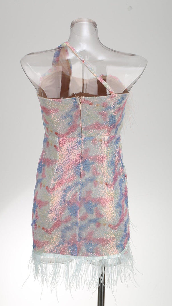AIIZIE FEATHER SEQUIN MINI DRESS - product image
